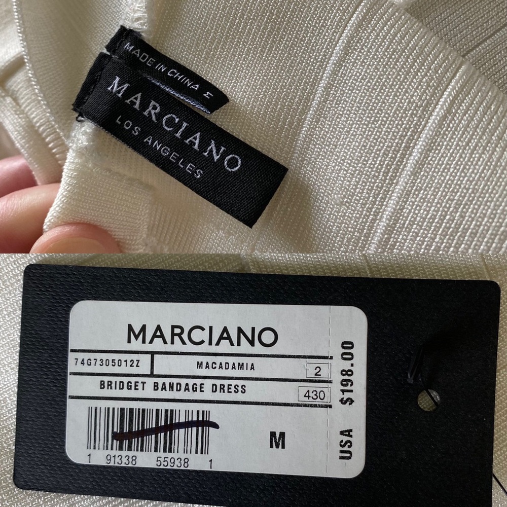 NWT Marciano Bridget Bandage Dress in Macadamia plunge v-neck back zip medium - Picture 12 of 16